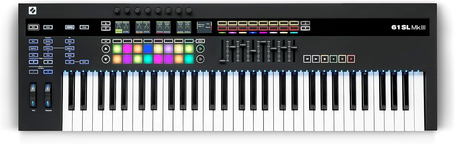Novation-61SL-Mk3-61-key-MIDI-CV-keyboard-controller-8-track-sequencer-AMS-SL61-MK3